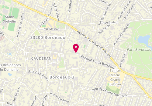 Plan de DEROUSSEAU-SAINTURAT Sylvie, 105 Avenue Louis Barthou, 33200 Bordeaux